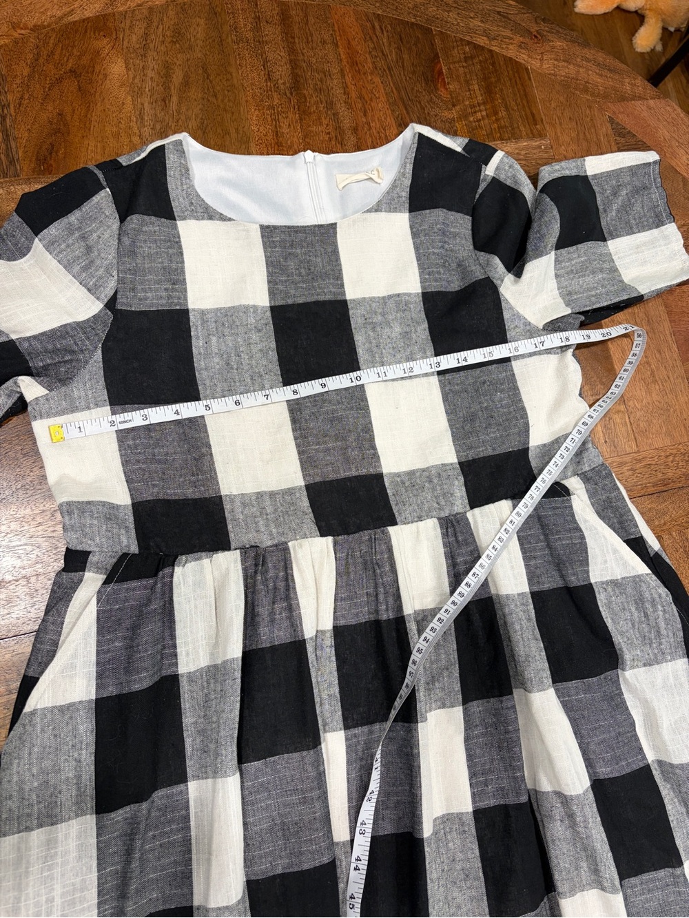 Roolee Black & White Gingham Check Short Sleeve Cotton Blend Midi Dress Size L - Picture 14 of 15